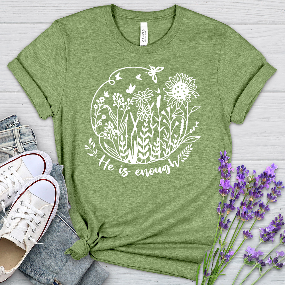 He Is Enough Heathered Tee