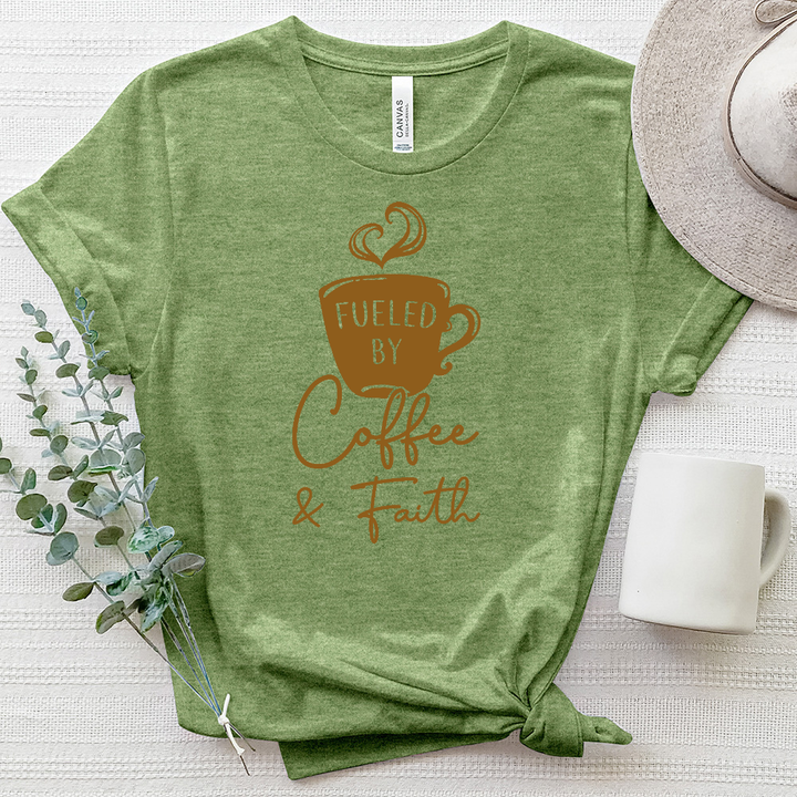 Fueled By Coffee And Faith Heathered Tee