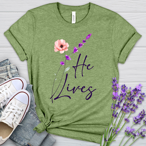 He Lives Heathered Tee