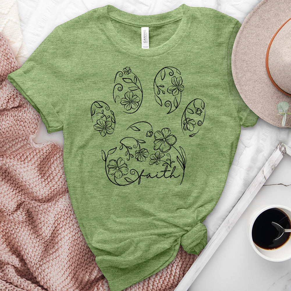 Faith paw print floral heathered tee