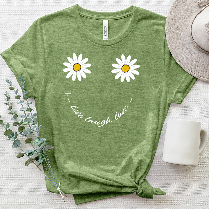 Live Laugh Love Smiley Face Heathered Tee