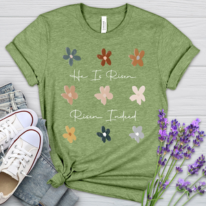 Risen Indeed Flower Pattern Heathered Tee