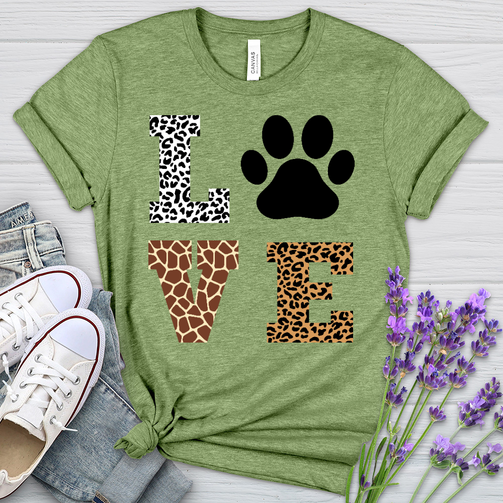 Love Leopard Paw Print Heathered Tee