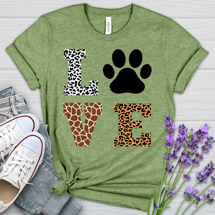 Love Leopard Paw Print Heathered Tee