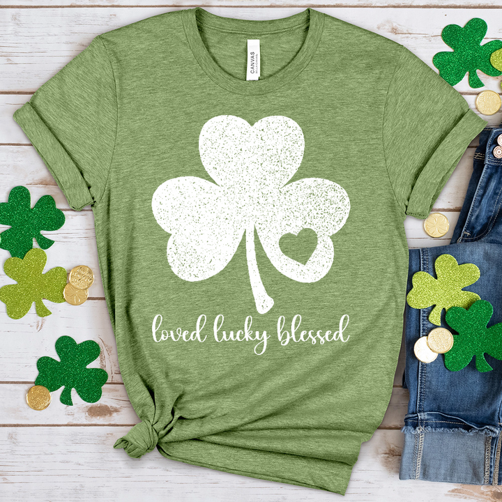 Loved Lucky Blessed Heathered Tee