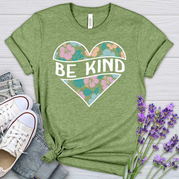 Be Kind Floral Heart Heathered Tee