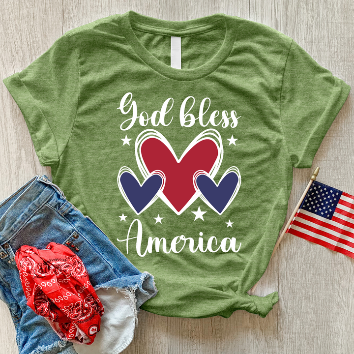 God Bless Hearts Heathered Tee