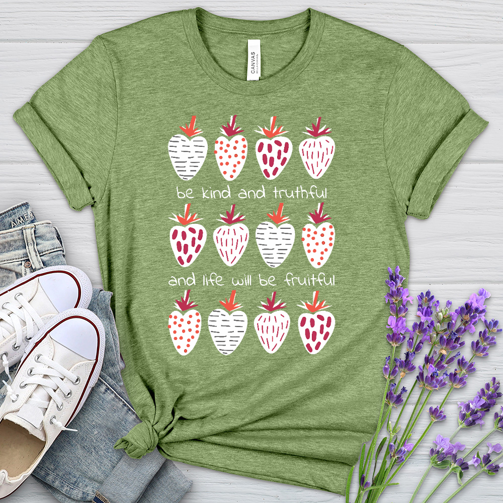 Fruitful Strawberry Pattern Heathered Tee