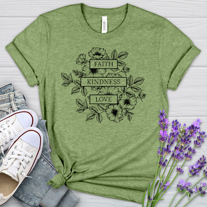 Faith Kindness Love Heathered Tee