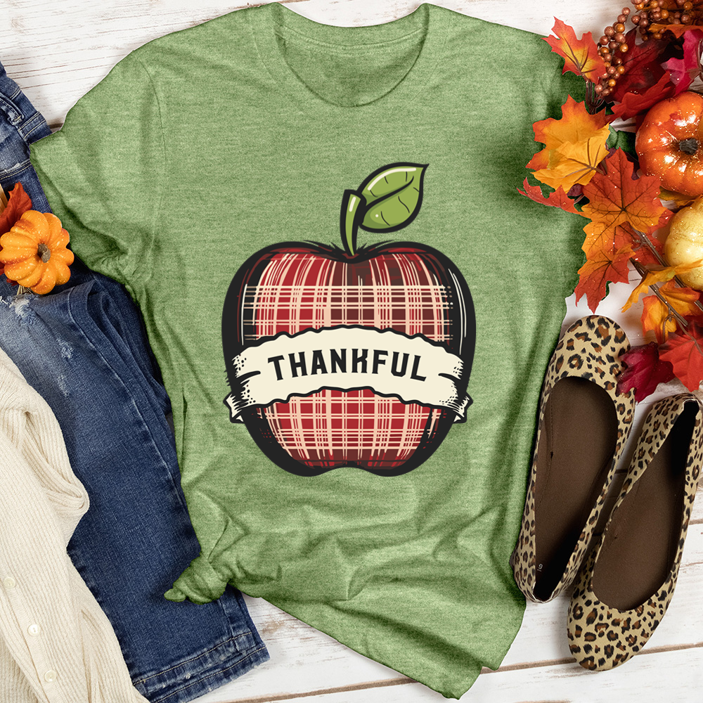 Retro Plaid Apple Cozy Heathered Tee