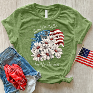 Stand For The Flag American Daises Heathered Tee