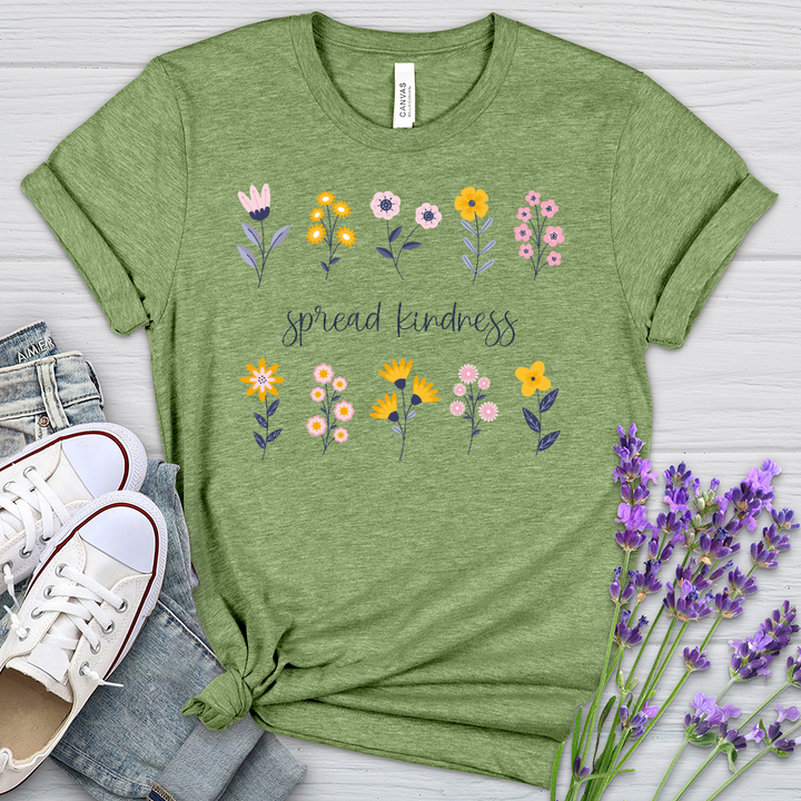 Spread Kindness Flower Pattern Heathered Tee