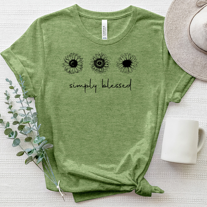 Simply Blessed Sunflower Pattern Heathered Tee