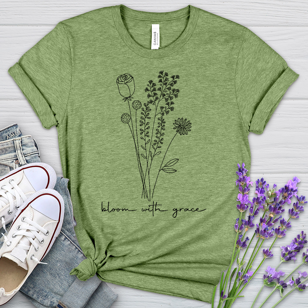 Bloom With Grace Bouquet Heathered Tee - Christian Lifestyle