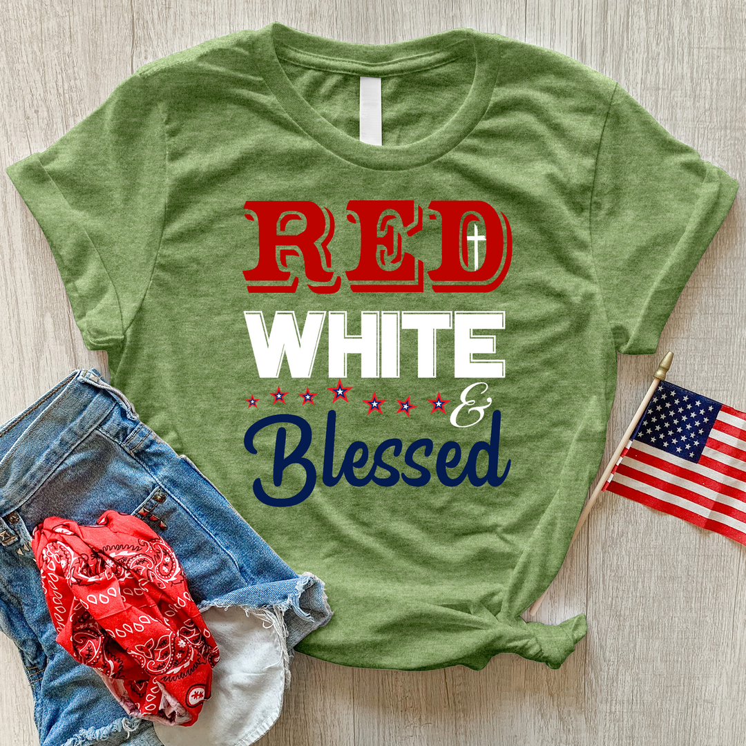 Red White & Blessed Heathered Tee