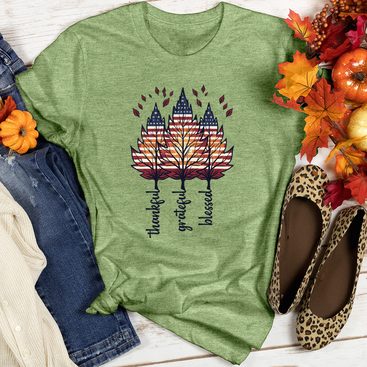 Retro Bonfire Leaf Ensemble Heathered Tee