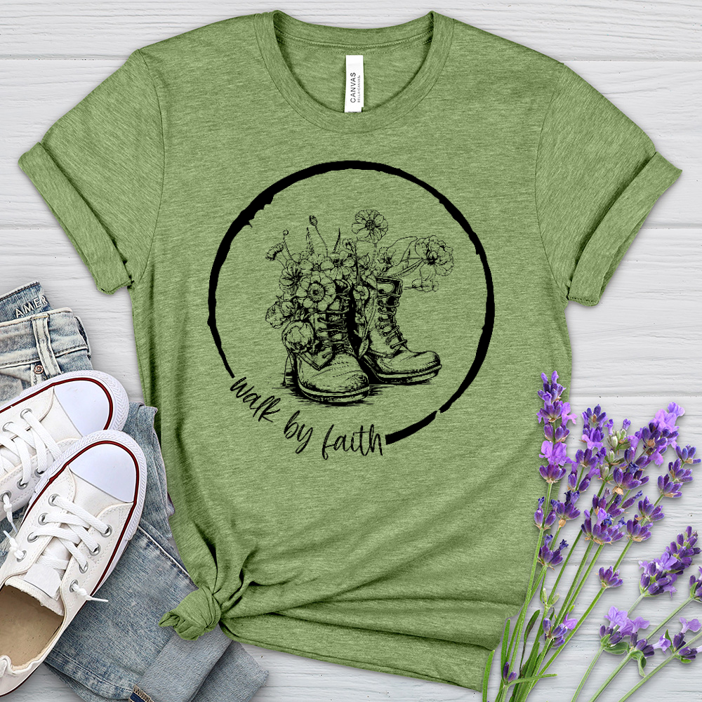 Walk By Faith Flowers Heathered Tee