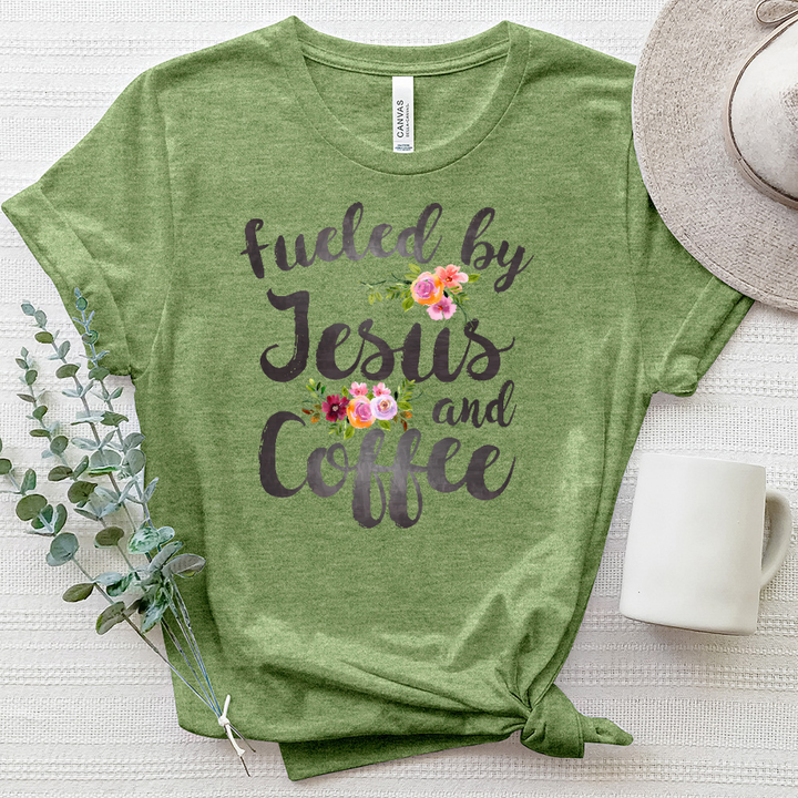 Fueled by Jesus and Coffee 2 Heathered Tee