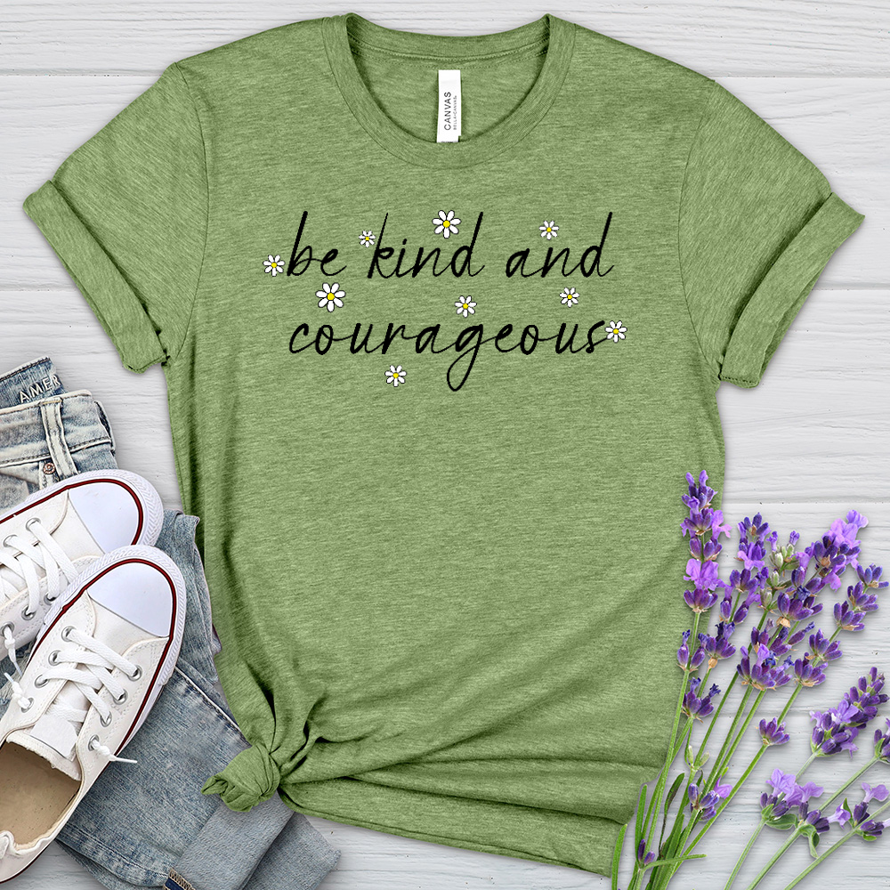 Be Kind and Courageous Daisies Heathered Tee