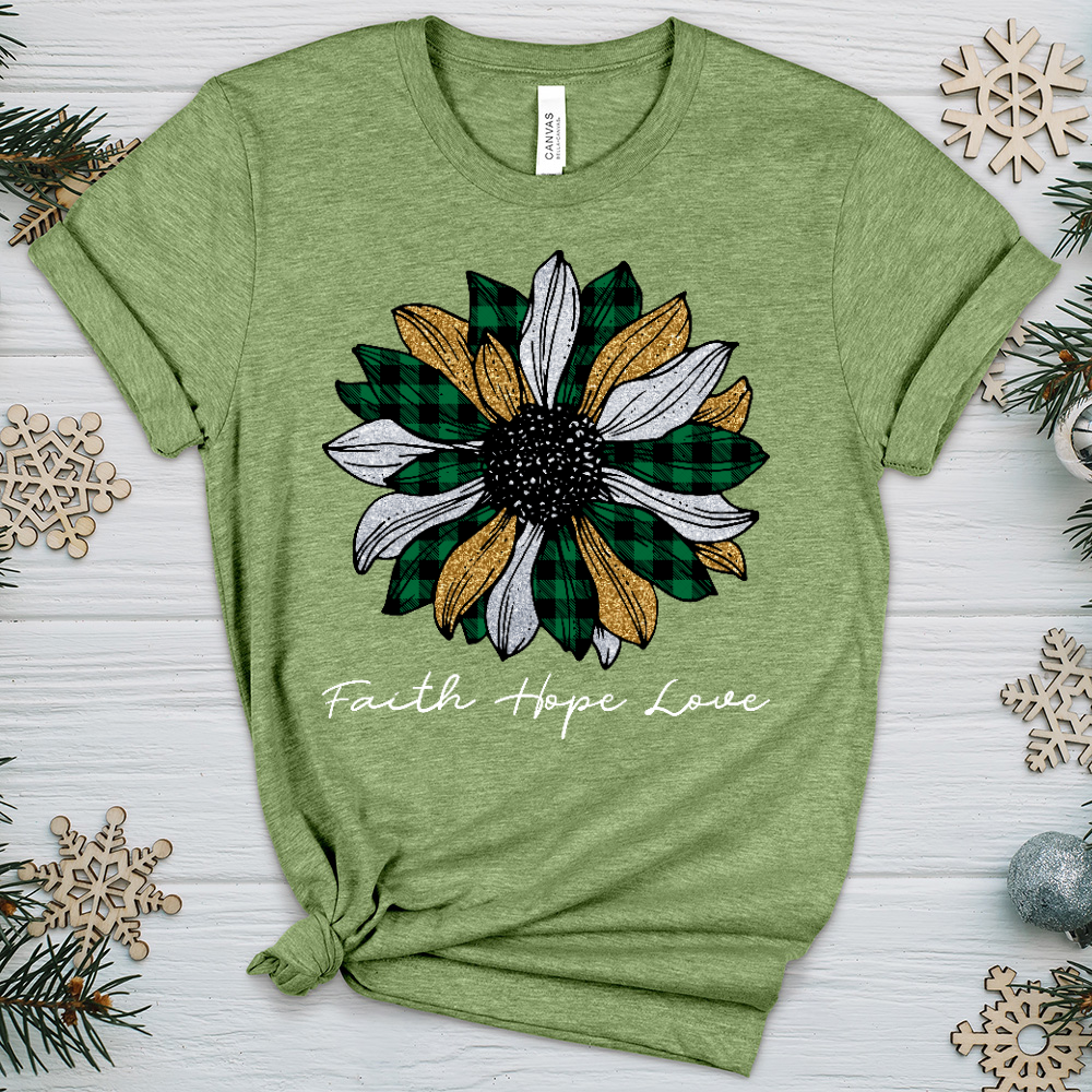 Christmas Patterned Flower Heathered Tee