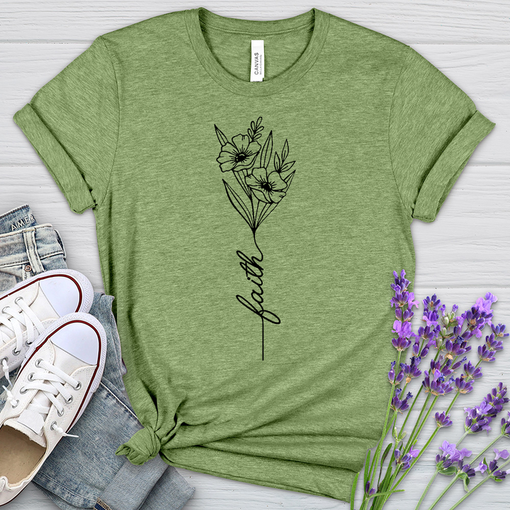 Faith Spring Flower Bouquet Heathered Tee