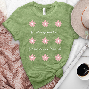 First My Mother Flower Pattern Heathered Tee