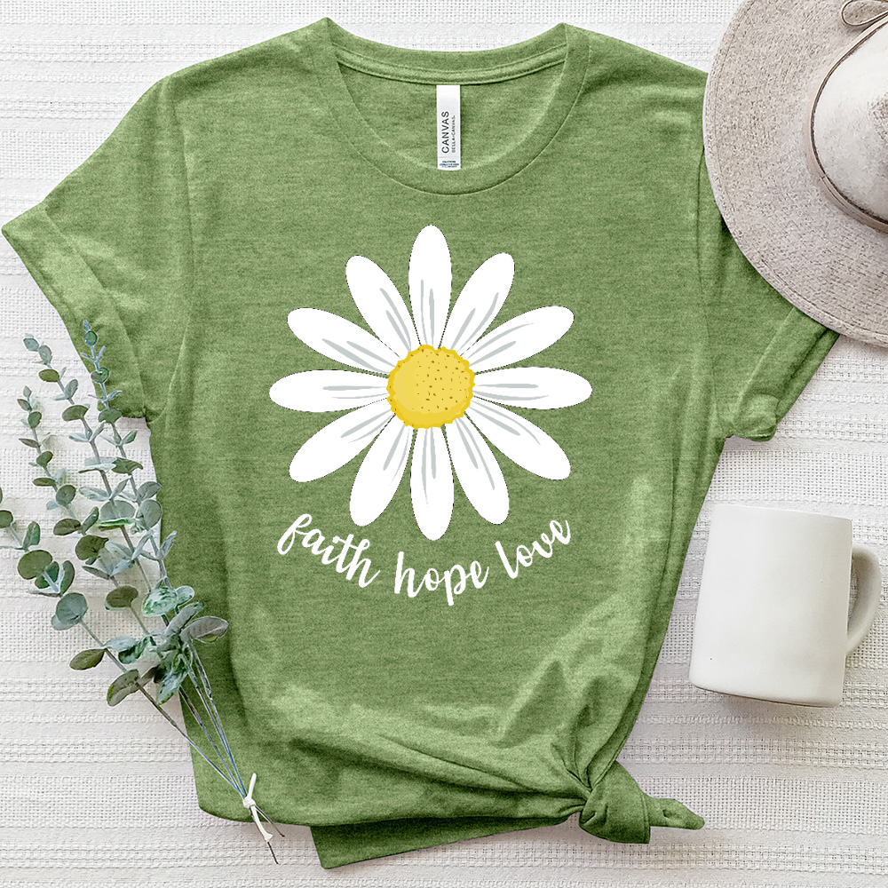 Faith Hope Love Summer Daisy Heathered Tee