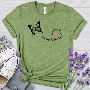 Because He Lives Butterfly Heathered Tee