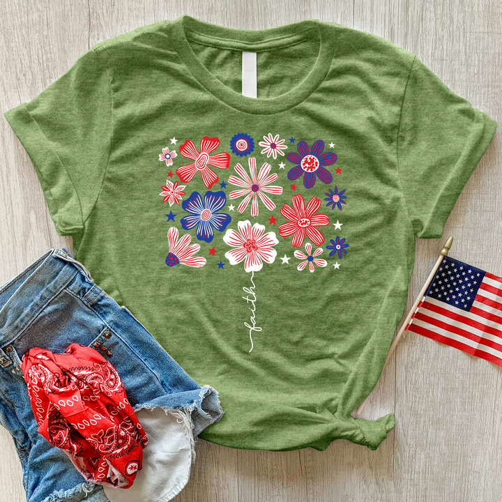 American Faith Flower Heathered Tee