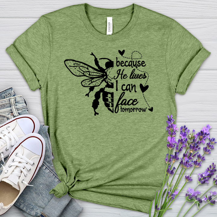 Because He Lives Bee Heathered Tee