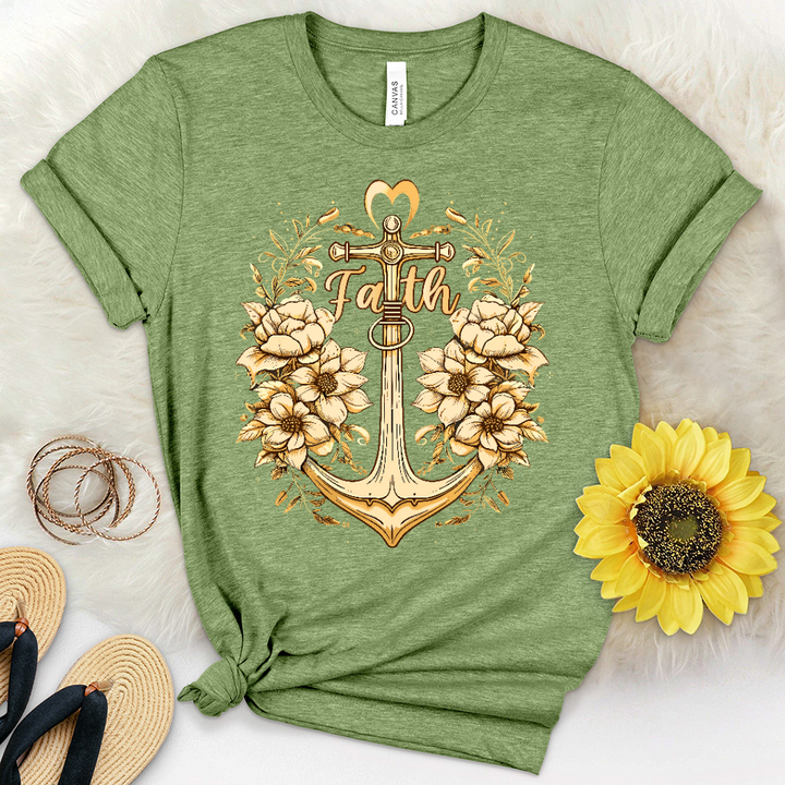 Golden Faith Anchor Heathered Tee