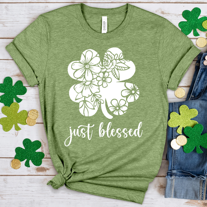 Just Blessed Shamrock Heathered Tee