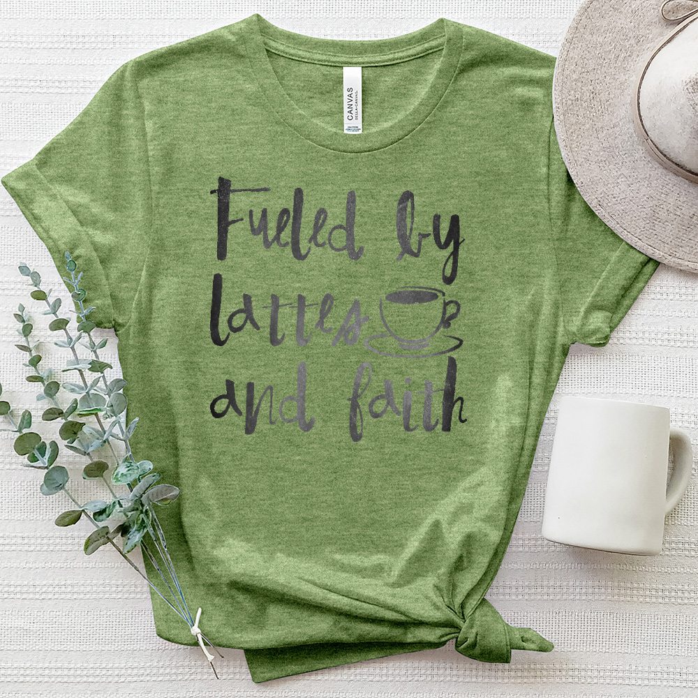 Fueled By Lattes And Faith Heathered Tee