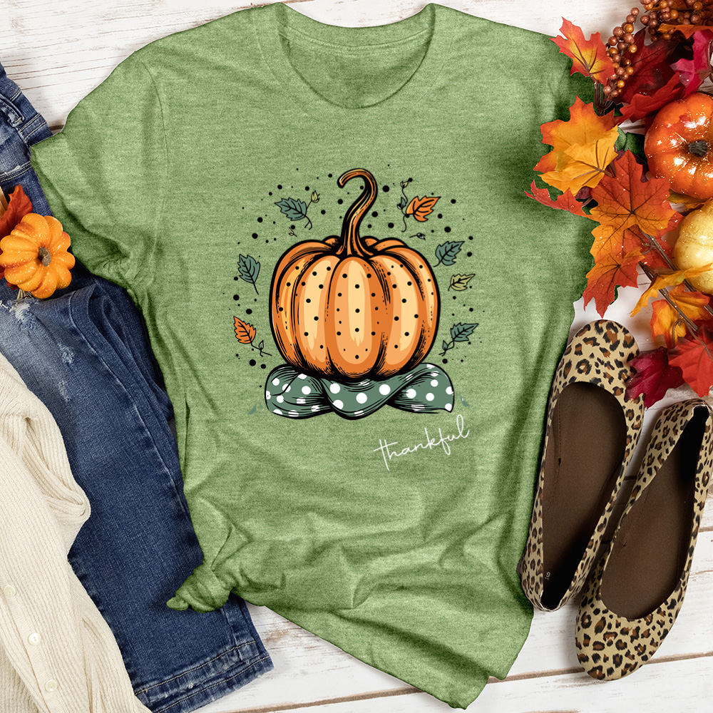 Cozy Dot Pumpkin Vibes Heathered Tee