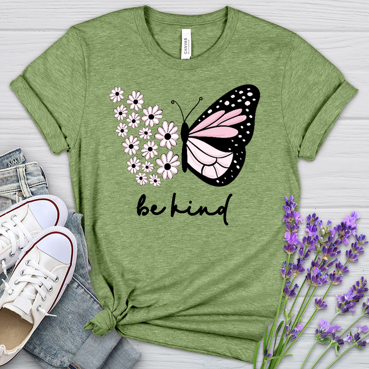 Be Kind Sunflower Butterfly Heathered Tee