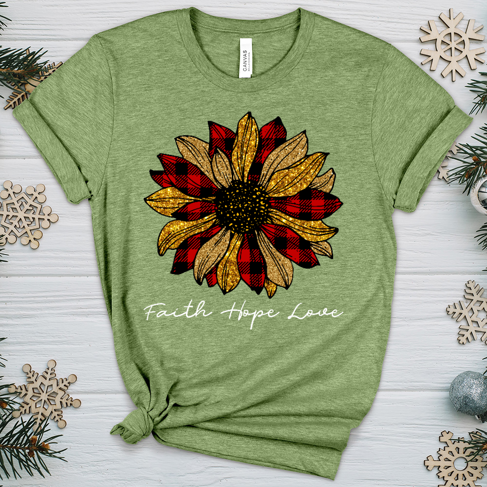 Christmas Patterned Flower Heathered Tee