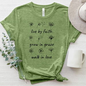 Live By Faith Dandelion Heathered Tee