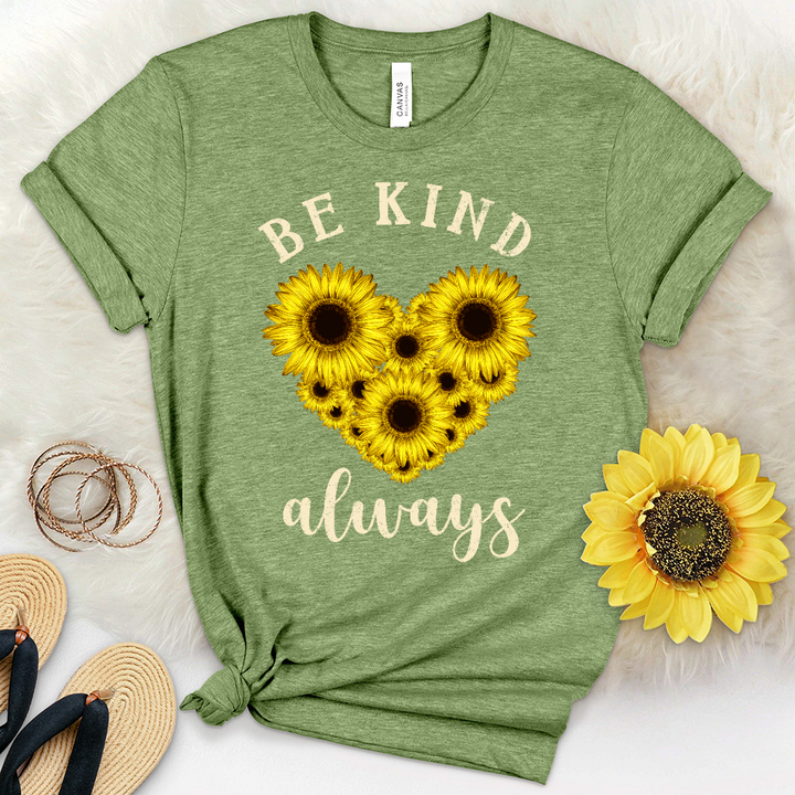 Be Kind Always Flower Heart Heathered Tee