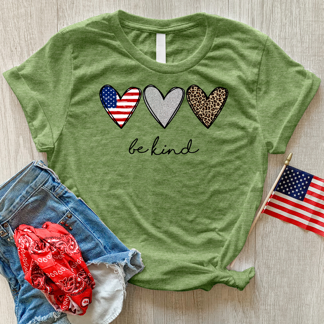 Be Kind Heart Flag Heathered Tee