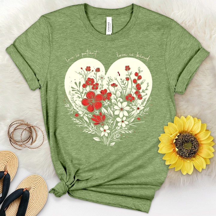 Faith Red Floral Heart Heathered Tee