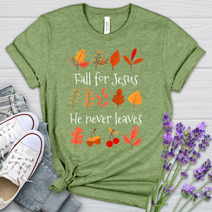 Fall For Jesus Leaf Patterns Heathered Tee