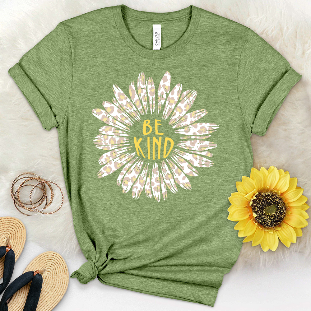 Be Kind Leopard Daisy Heathered Tee