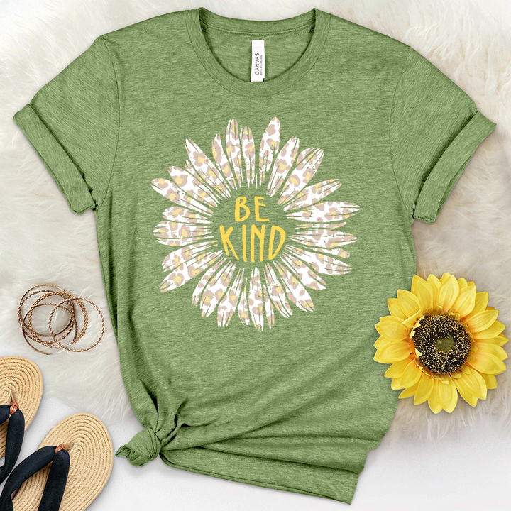 Be Kind Leopard Daisy Heathered Tee