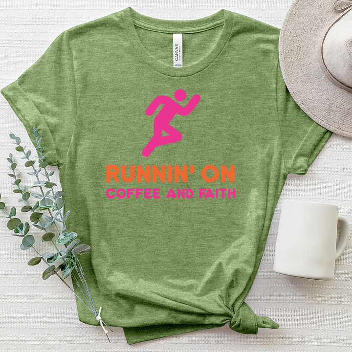 Runnin' on Coffee and Faith Heathered Tee