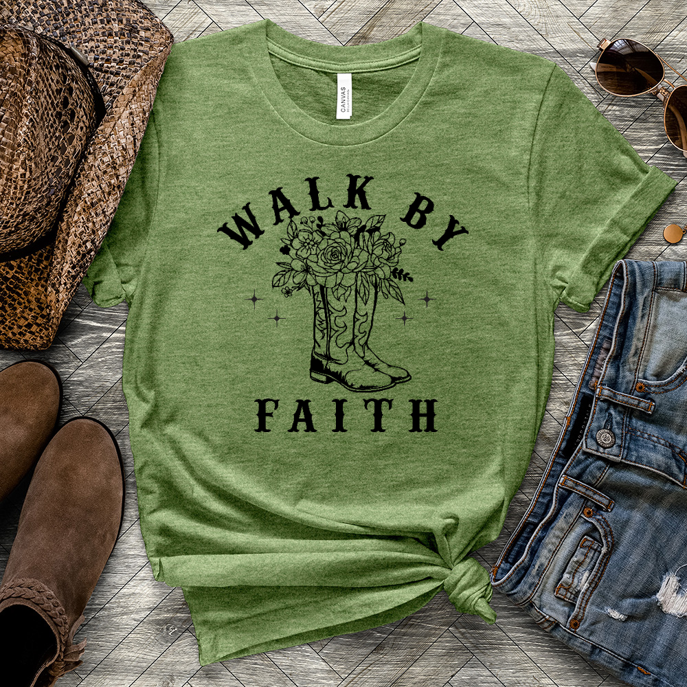 Walk By Faith Boots Heathered Tee