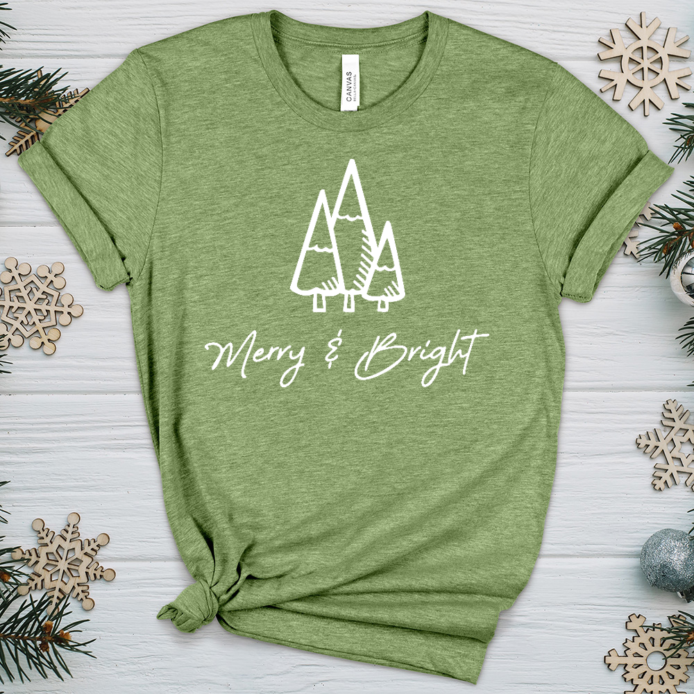 Merry & Bright White Heatherd Tee