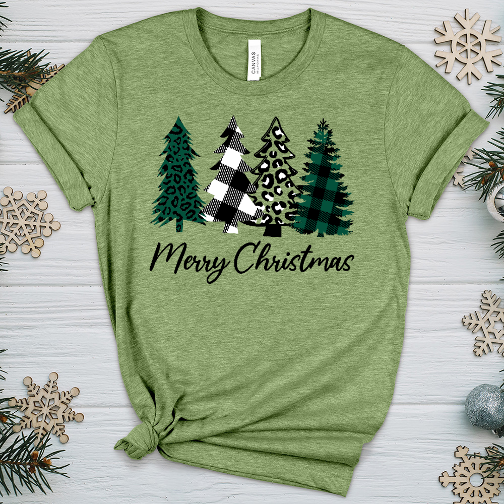 Merry Christmas Pine Tree Heathered Tee