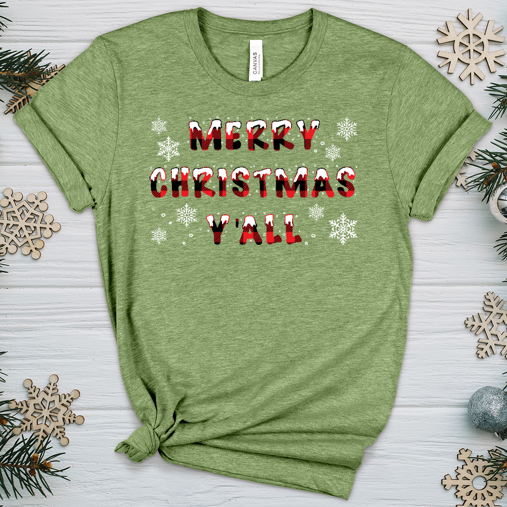 Melting Christmas Letters Heathered Tee