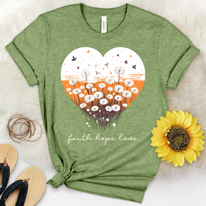 Faith Hope Love Dandelion Garden Heathered Tee