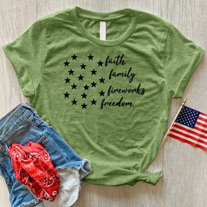 Faith Family Fireworks Stars Heathered Tee